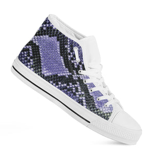 Blue And Black Snakeskin Print White High Top Shoes