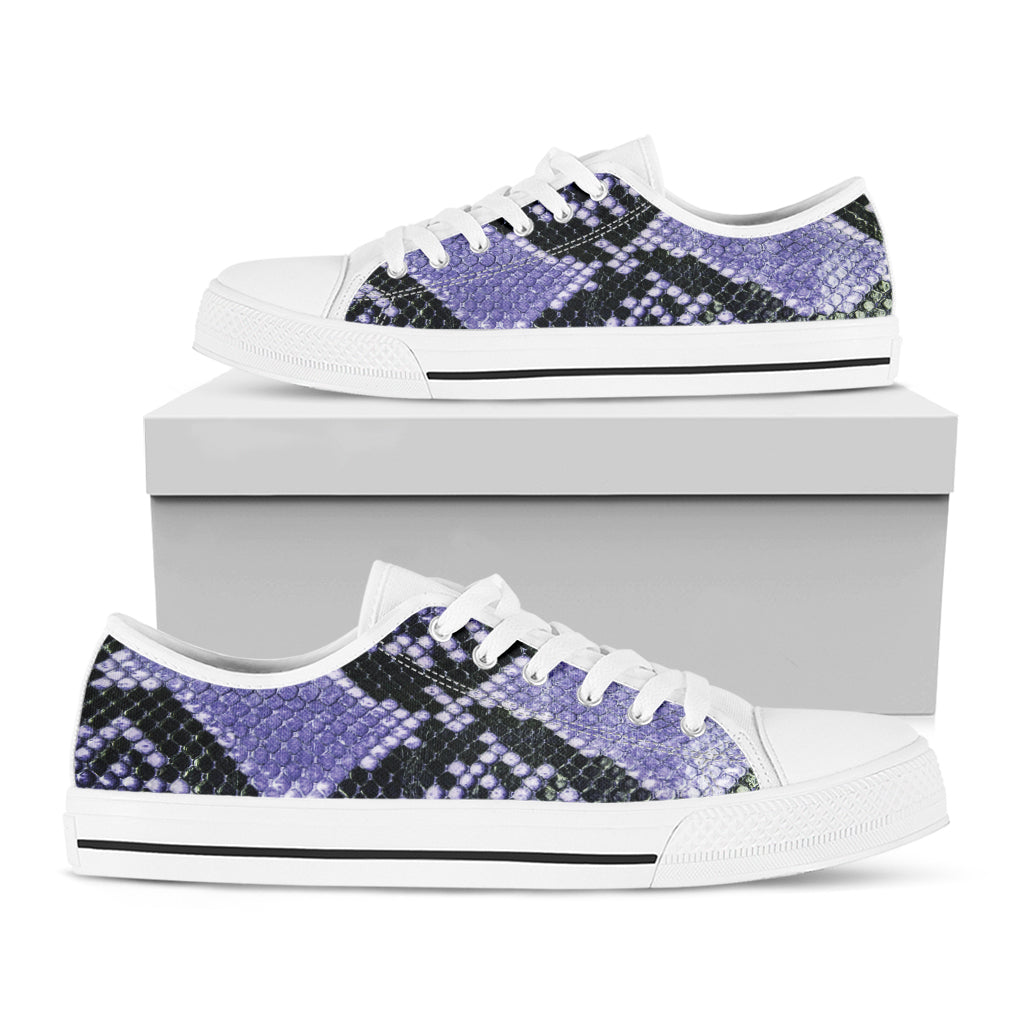 Blue And Black Snakeskin Print White Low Top Shoes