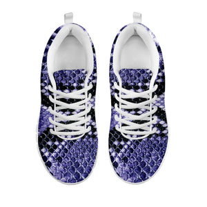 Blue And Black Snakeskin Print White Sneakers