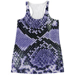 Blue And Black Snakeskin Print Women's Racerback Tank Top