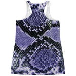 Blue And Black Snakeskin Print Women's Racerback Tank Top
