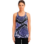 Blue And Black Snakeskin Print Women's Racerback Tank Top
