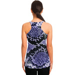 Blue And Black Snakeskin Print Women's Racerback Tank Top