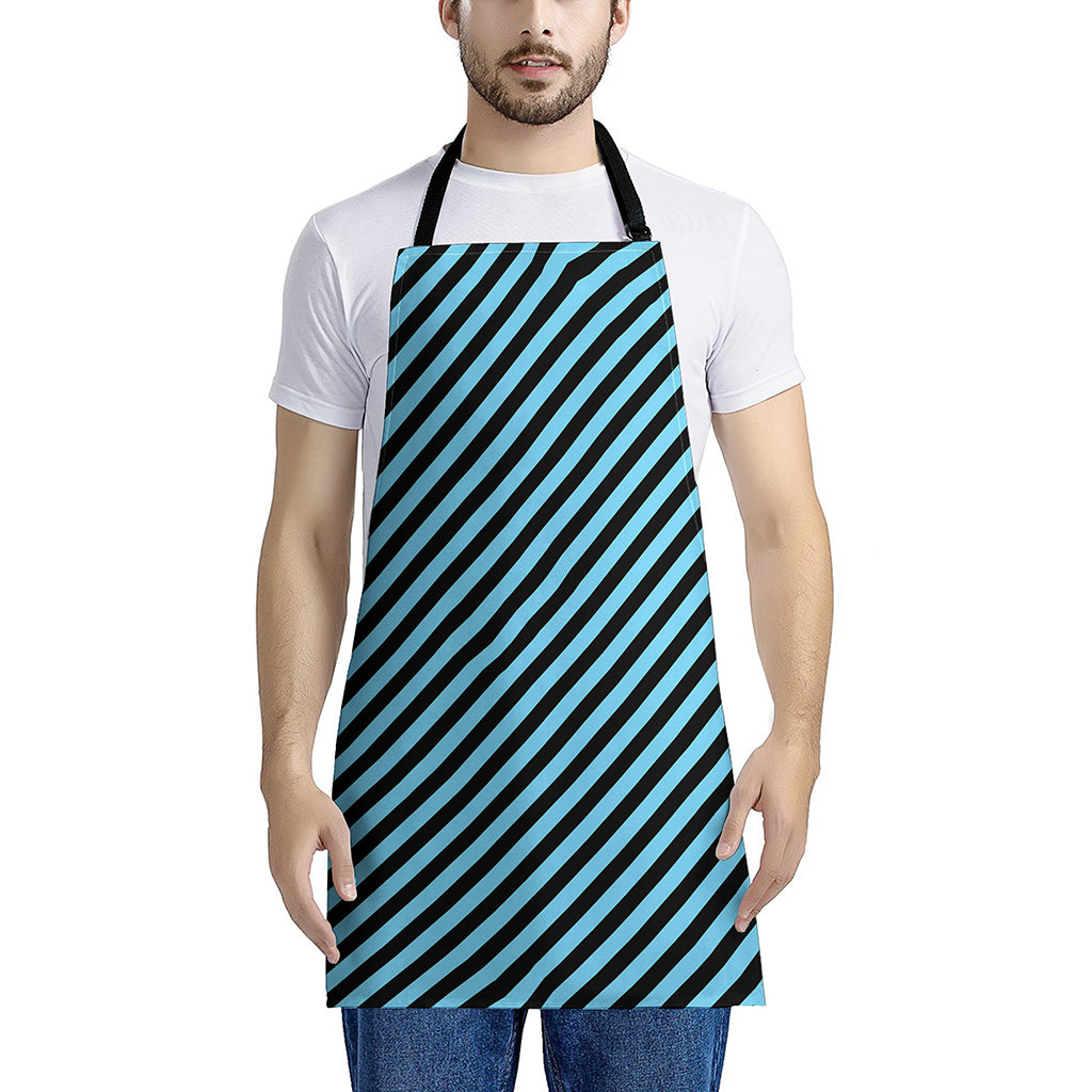 Blue And Black Stripes Pattern Print Apron