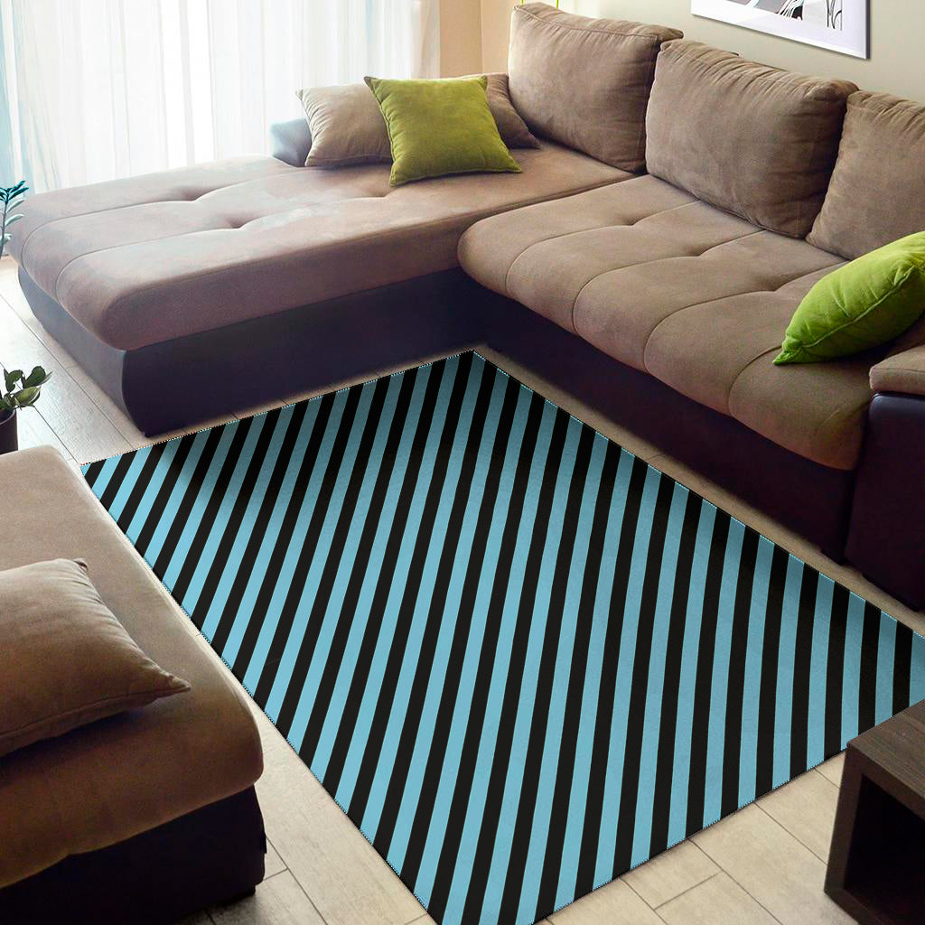 Blue And Black Stripes Pattern Print Area Rug