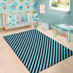 Blue And Black Stripes Pattern Print Area Rug