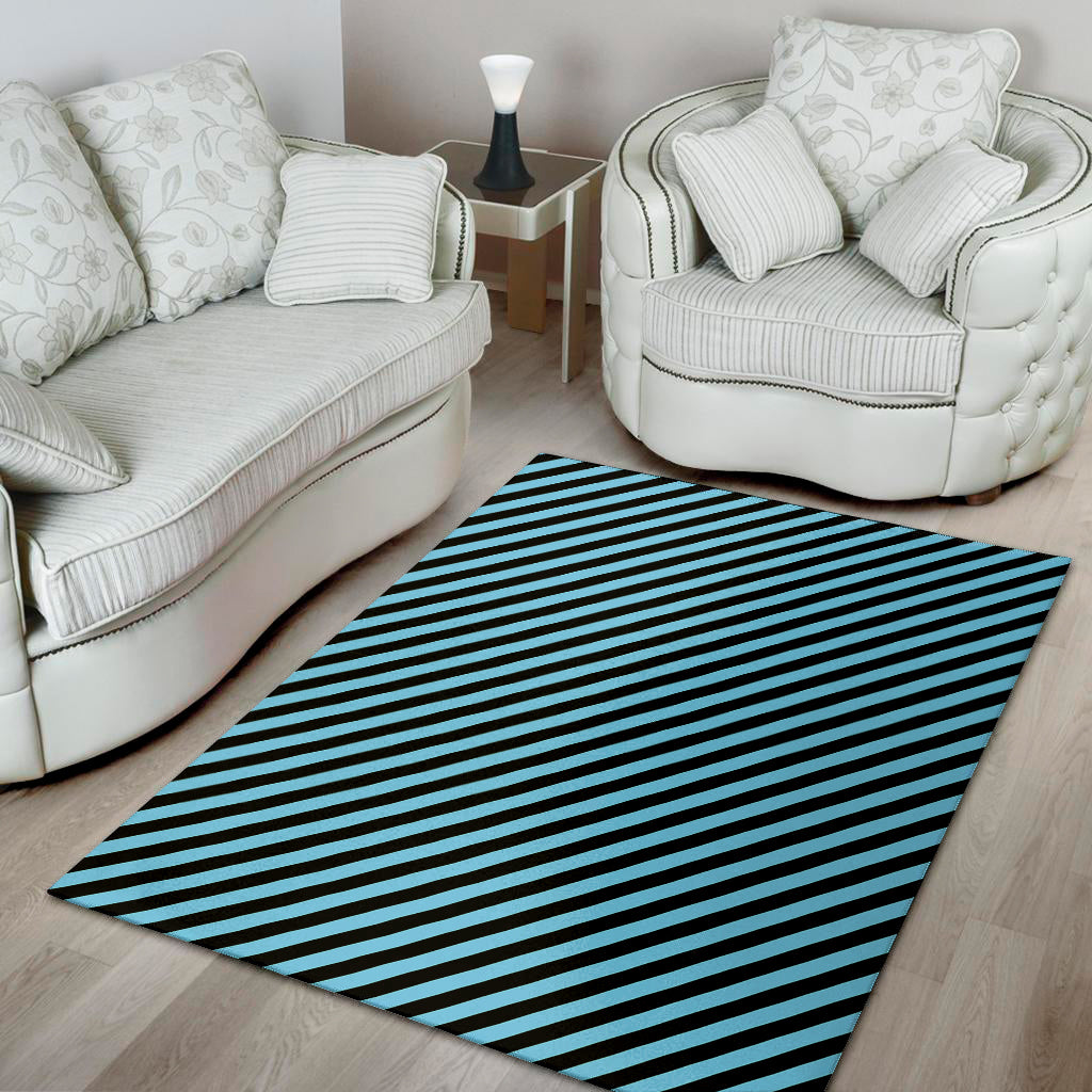 Blue And Black Stripes Pattern Print Area Rug