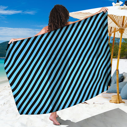 Blue And Black Stripes Pattern Print Beach Sarong Wrap