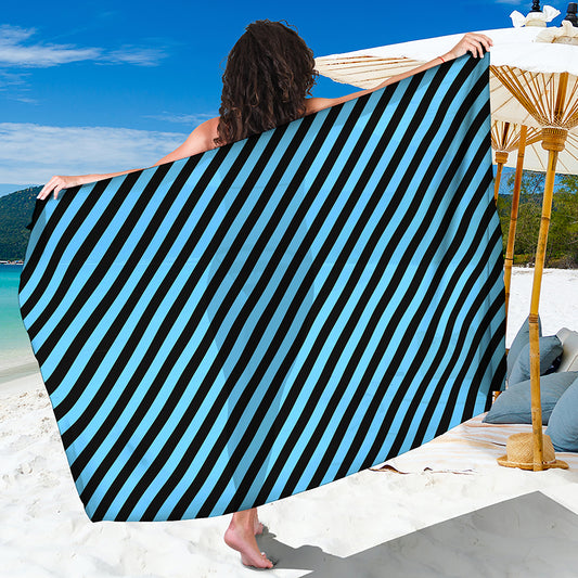 Blue And Black Stripes Pattern Print Beach Sarong Wrap
