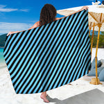 Blue And Black Stripes Pattern Print Beach Sarong Wrap