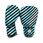 Blue And Black Stripes Pattern Print Boxing Gloves