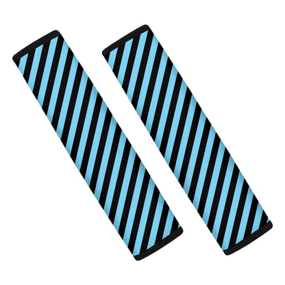 Blue And Black Stripes Pattern Print Car Seat Belt Covers