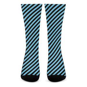 Blue And Black Stripes Pattern Print Crew Socks