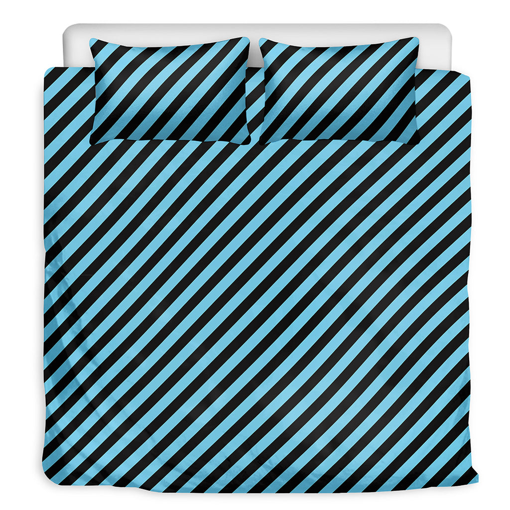 Blue And Black Stripes Pattern Print Duvet Cover Bedding Set