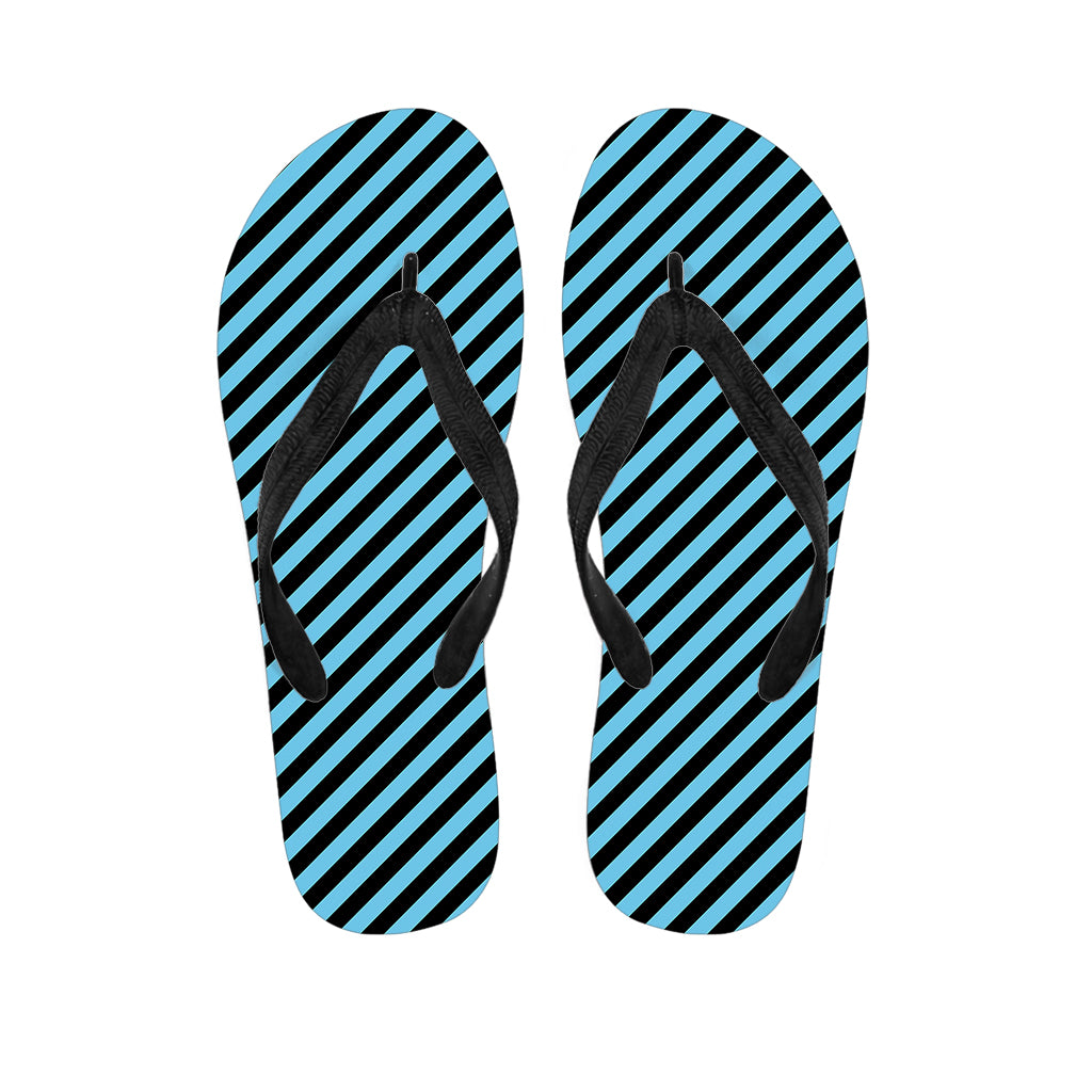 Blue And Black Stripes Pattern Print Flip Flops