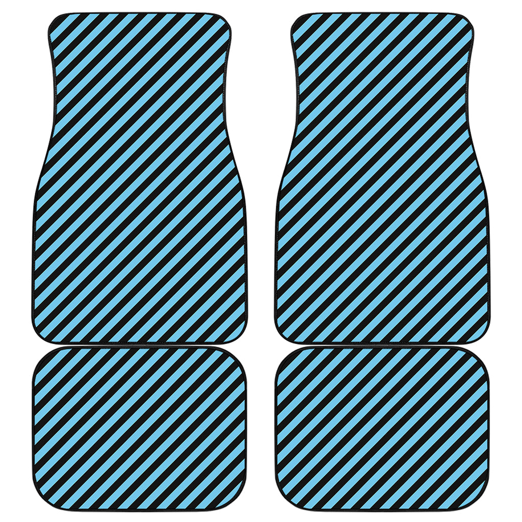 Blue And Black Stripes Pattern Print Front and Back Car Floor Mats