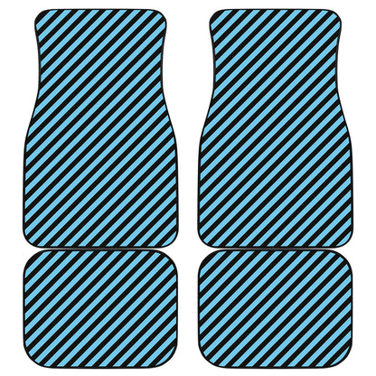 Blue And Black Stripes Pattern Print Front and Back Car Floor Mats