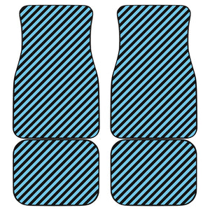 Blue And Black Stripes Pattern Print Front and Back Car Floor Mats