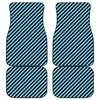 Blue And Black Stripes Pattern Print Front and Back Car Floor Mats