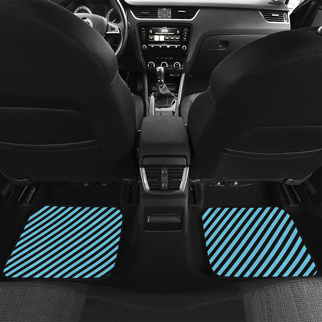 Blue And Black Stripes Pattern Print Front and Back Car Floor Mats