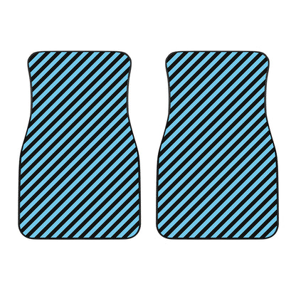 Blue And Black Stripes Pattern Print Front Car Floor Mats