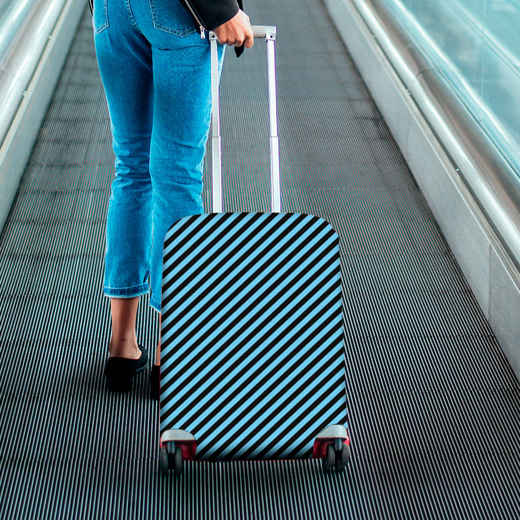 Blue And Black Stripes Pattern Print Luggage Cover