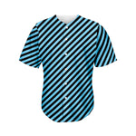 Blue And Black Stripes Pattern Print Men's Baseball Jersey