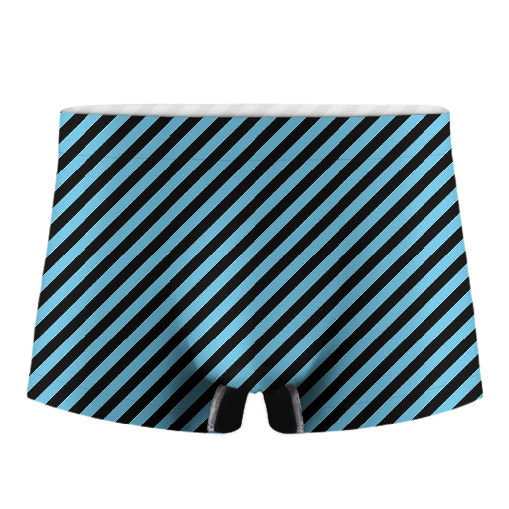 Blue And Black Stripes Pattern Print Men's Boxer Briefs