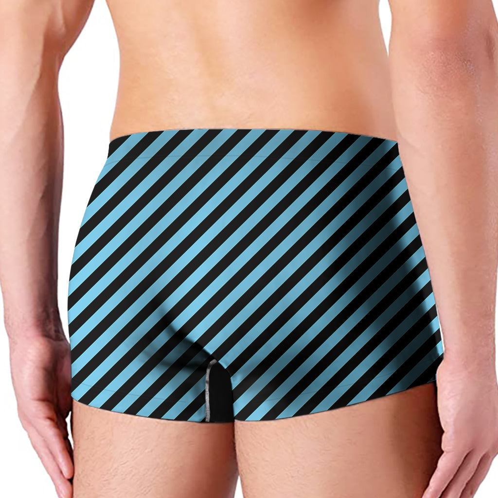 Blue And Black Stripes Pattern Print Men's Boxer Briefs