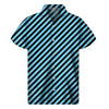 Blue And Black Stripes Pattern Print Men's Short Sleeve Shirt