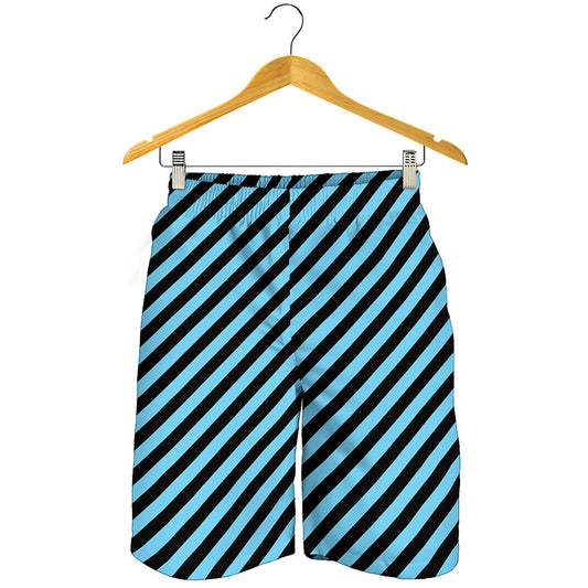 Blue And Black Stripes Pattern Print Men's Shorts