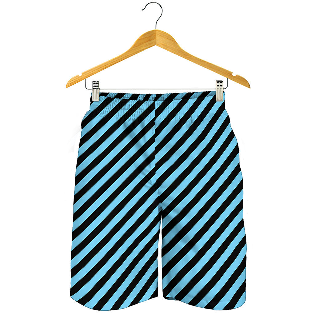 Blue And Black Stripes Pattern Print Men's Shorts