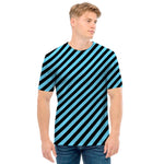 Blue And Black Stripes Pattern Print Men's T-Shirt