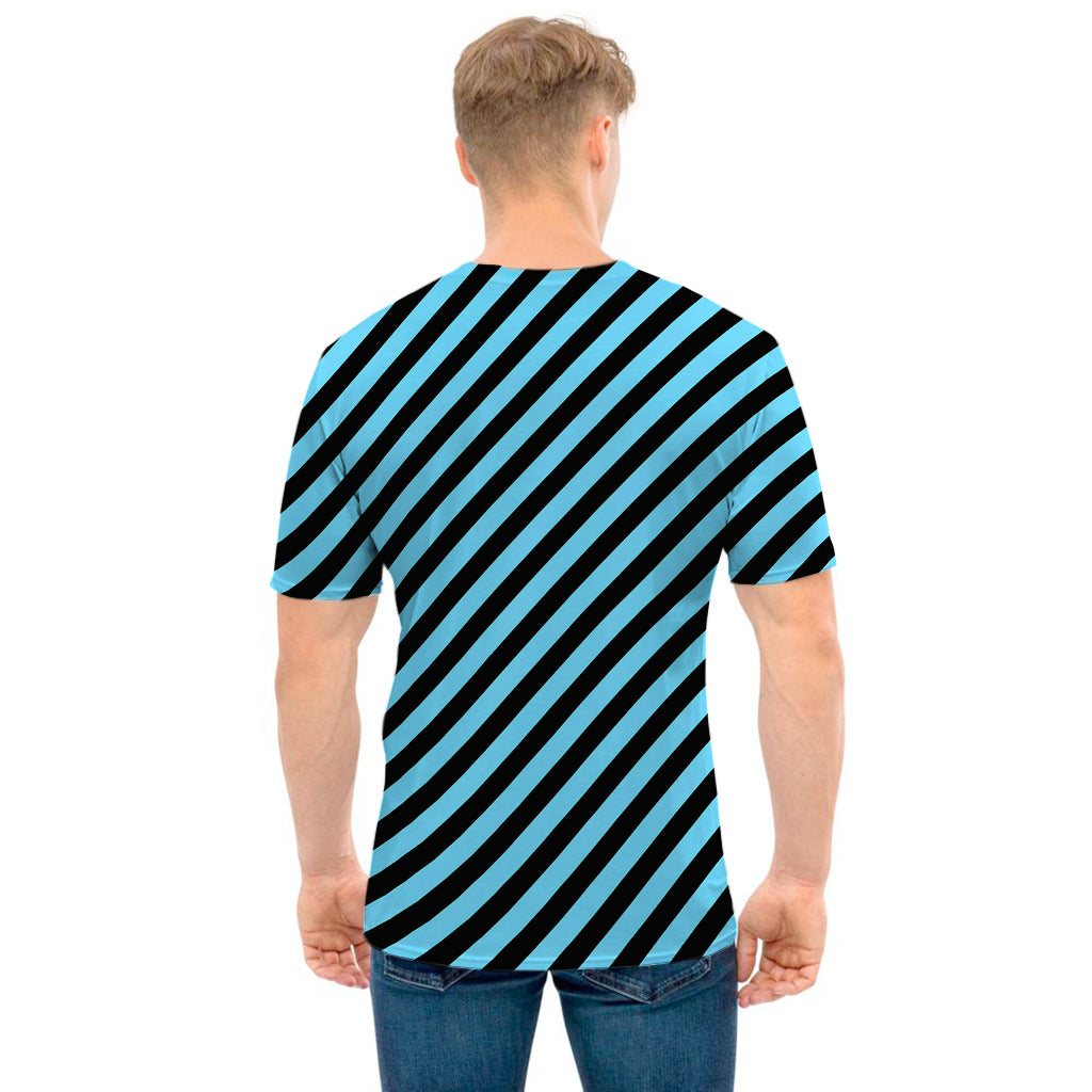 Blue And Black Stripes Pattern Print Men's T-Shirt