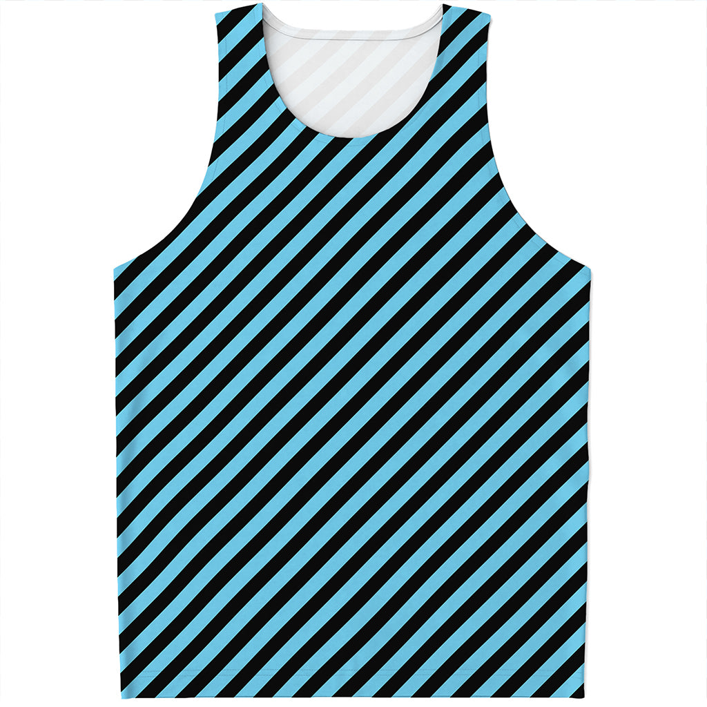 Blue And Black Stripes Pattern Print Men's Tank Top