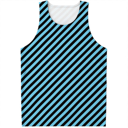 Blue And Black Stripes Pattern Print Men's Tank Top