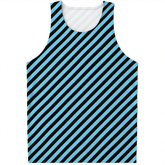 Blue And Black Stripes Pattern Print Men's Tank Top