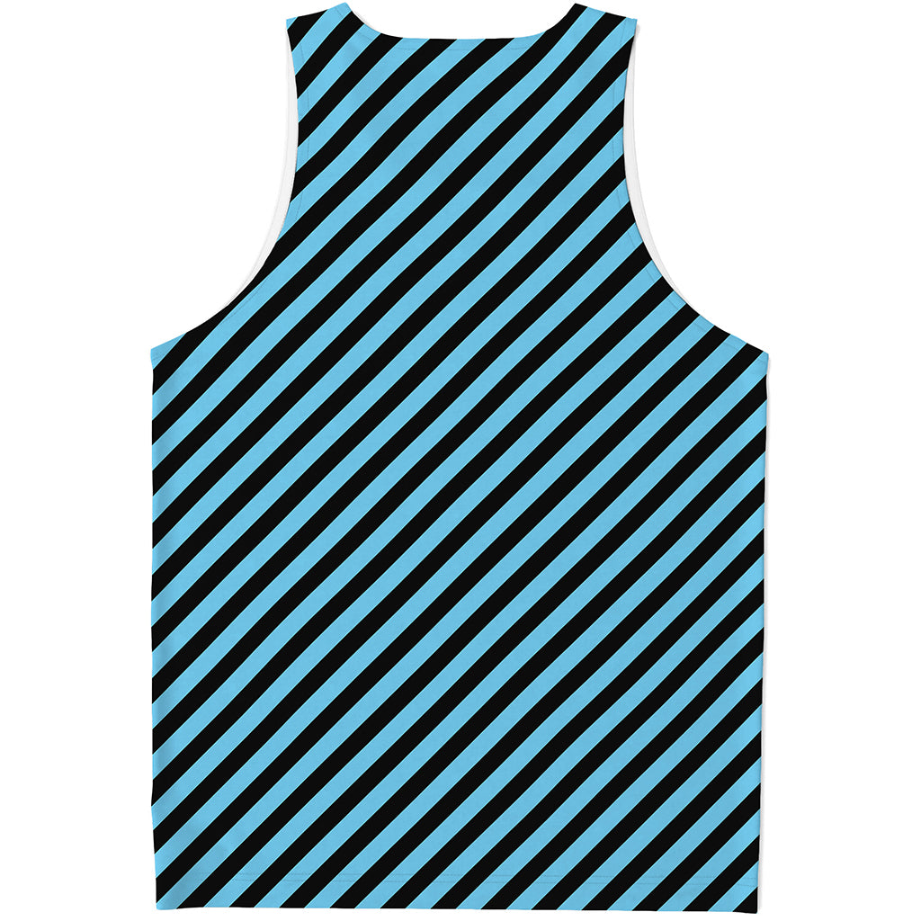 Blue And Black Stripes Pattern Print Men's Tank Top