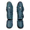 Blue And Black Stripes Pattern Print Muay Thai Shin Guards