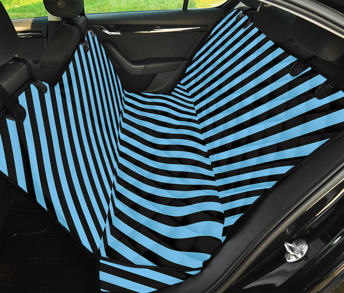 Blue And Black Stripes Pattern Print Pet Car Back Seat Cover