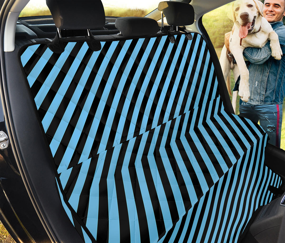 Blue And Black Stripes Pattern Print Pet Car Back Seat Cover