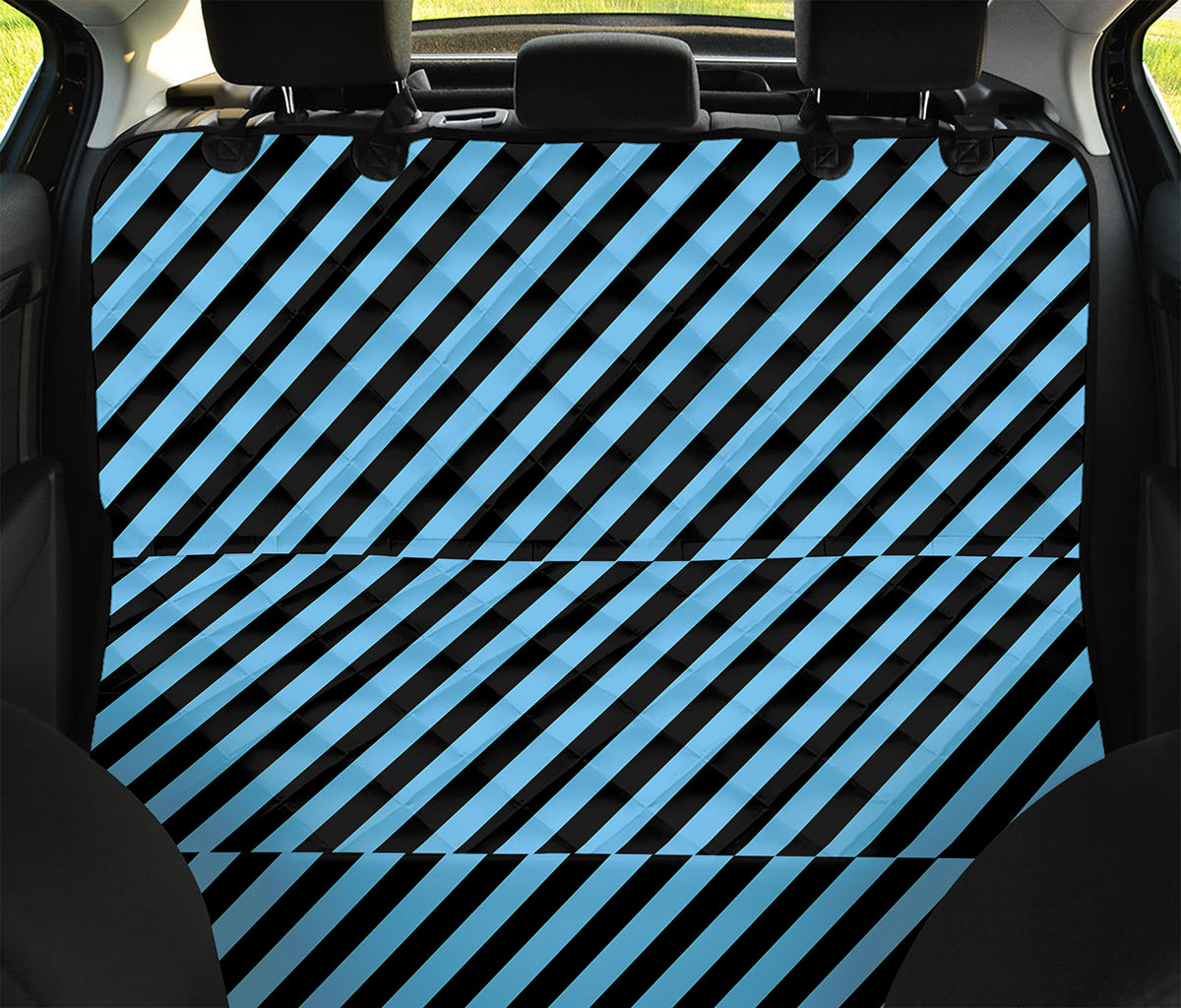 Blue And Black Stripes Pattern Print Pet Car Back Seat Cover