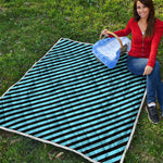 Blue And Black Stripes Pattern Print Quilt