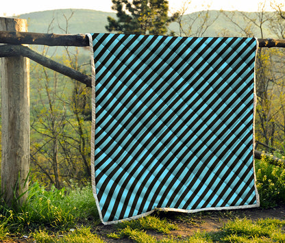 Blue And Black Stripes Pattern Print Quilt