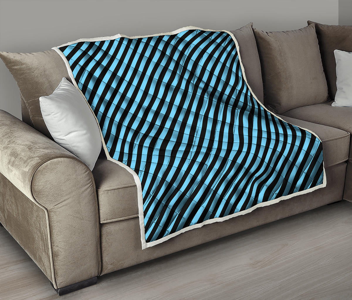 Blue And Black Stripes Pattern Print Quilt