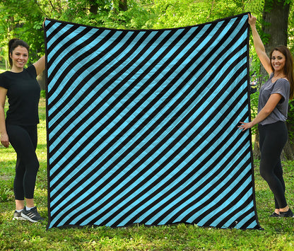 Blue And Black Stripes Pattern Print Quilt