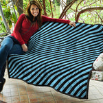 Blue And Black Stripes Pattern Print Quilt