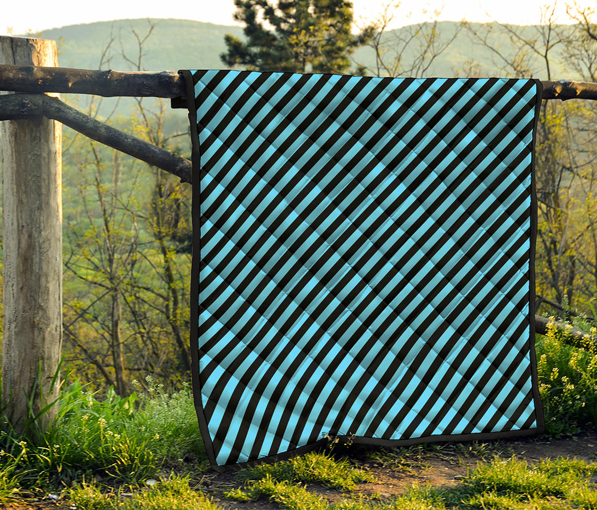 Blue And Black Stripes Pattern Print Quilt