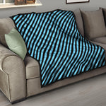 Blue And Black Stripes Pattern Print Quilt
