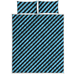 Blue And Black Stripes Pattern Print Quilt Bed Set